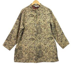 Chico’s Tapestry Jacket Size XL / Chico 3 Multicolor Neutral Button Front Coat
